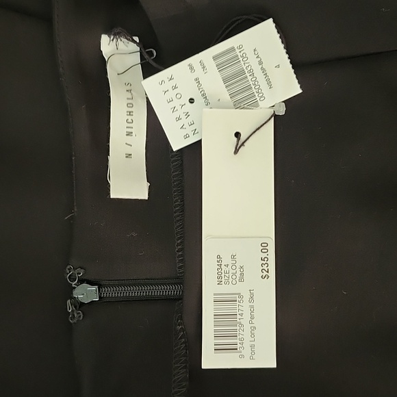 NWT  N / NICHOLAS Ponti Pencil Black Skirt Size 4 - Picture 6 of 8